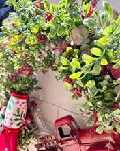 Load image into Gallery viewer, Holly Red Truck Holiday Winter Wreath