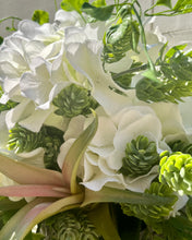 Load image into Gallery viewer, White Hydrangea and Succulents Wreath