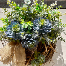 Load image into Gallery viewer, Blue Succulent Wreath