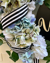 Load image into Gallery viewer, Blue Hydrangeas Welcome Grapevine Wreath