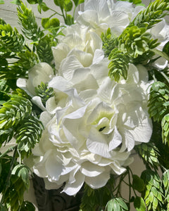 White Hydrangea and Succulents Wreath