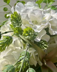 White Hydrangea and Succulents Wreath