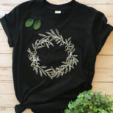 Load image into Gallery viewer, OLIVE WREATH WOMEN&#39;S T-SHIRT - BLACK
