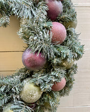 Load image into Gallery viewer, Magenta and Chartreuse Ornaments Christmas Wreath
